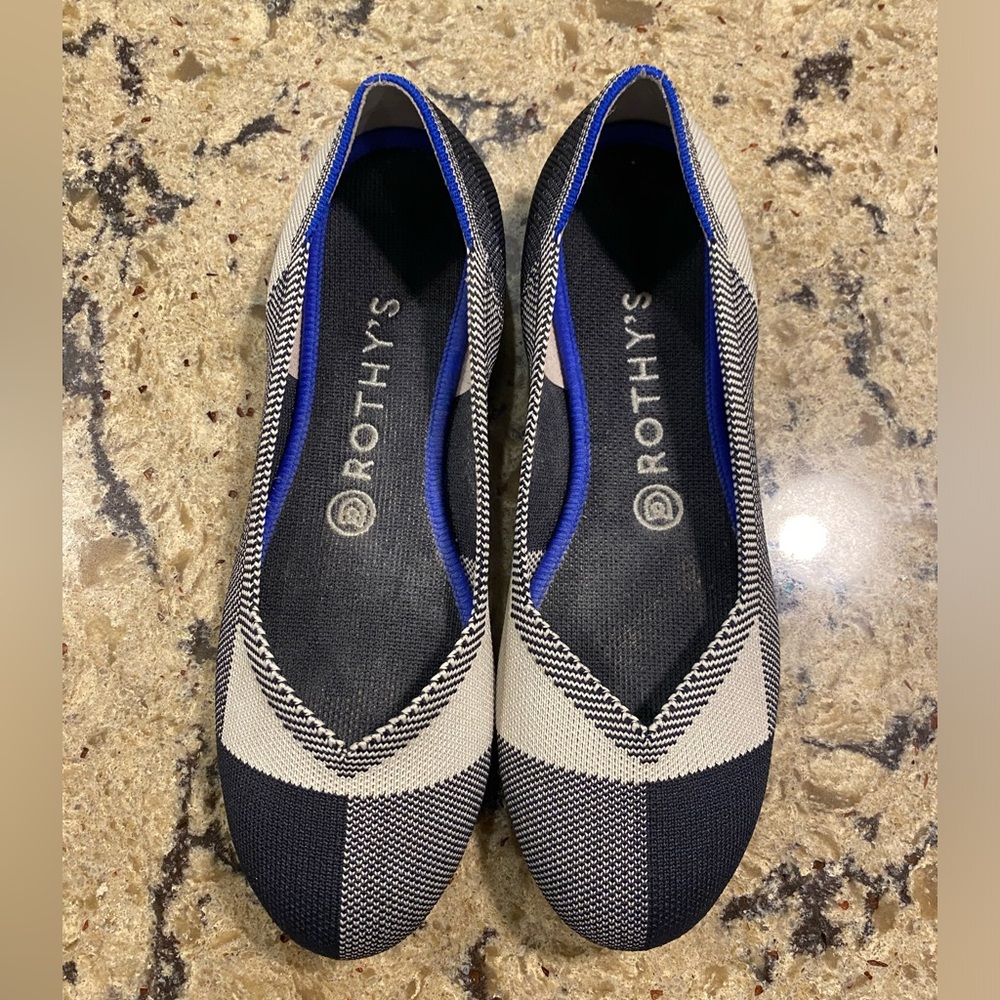 Rothy's The Flat Captoe Black Color block Textile Travel Women’s US 8